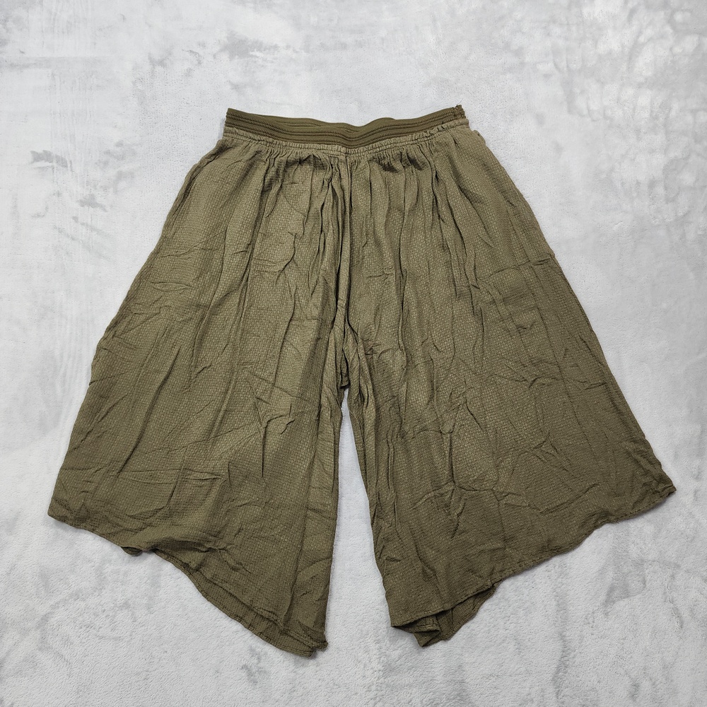 Elevenses Pants Womens M Green Crop Wide Leg Pull On Anthropologie Casual